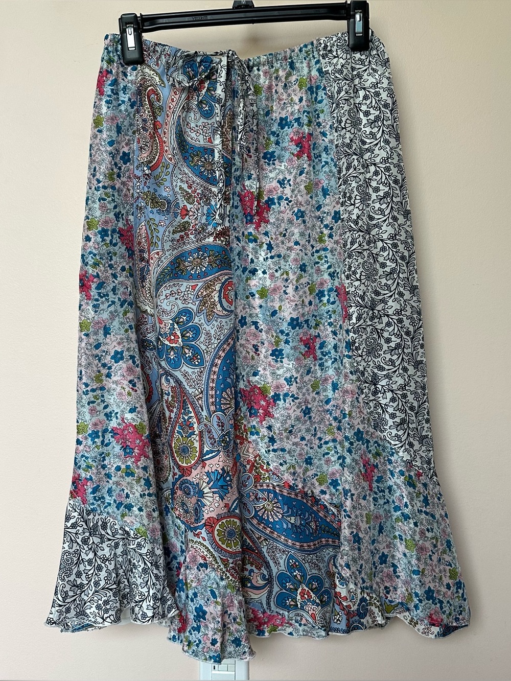 Sundance Skirt Sm Patchwork A-Line flouncy Midi blue, Pink floral & paisley DIY